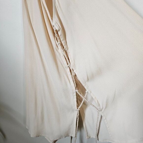 EUC DOE & RAE CREAM HALTER NECK LONG LINE SLEEVELESS TOP LACED SIDES SIZE L - Picture 6 of 11